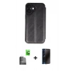 MARSİLYAN™- iPhone 16 Plus Kılıf Zirve Yansıma Serisi - Siyah 3D Antistatik Hayalet Cam Ekran Koruyucu + Raze Metal Kamera Lens - SH