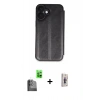 MARSİLYAN™- iPhone 16 Plus Kılıf Zirve Yansıma Serisi - Siyah Bilvis 3D Cam Ekran Koruyucu + Raze Metal Kamera Lens - SH