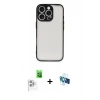 MARSİLYAN™- iPhone 16 Pro Kılıf Ahenk Çizgi Serisi - Siyah 3D Antistatik Seramik Nano Ekran Koruyucu + Raze Metal Kamera Lens - BZ