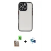 MARSİLYAN™- iPhone 16 Pro Kılıf Ahenk Çizgi Serisi - Siyah 3D Antistatik Seramik Nano Ekran Koruyucu + Çöl Titanyum Raze Metal Kamera Lens