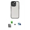 MARSİLYAN™- iPhone 16 Pro Kılıf Ahenk Çizgi Serisi - Siyah 3D Antistatik Seramik Nano Ekran Koruyucu + Raze Metal Kamera Lens - SH