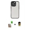 MARSİLYAN™- iPhone 16 Pro Kılıf Ahenk Çizgi Serisi - Siyah Buffer Cam Ekran Koruyucu + Raze Metal Kamera Lens - CLTM