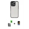 MARSİLYAN™- iPhone 16 Pro Kılıf Ahenk Çizgi Serisi - Siyah Buffer Hayalet Cam Ekran Koruyucu + Raze Metal Kamera Lens - SH