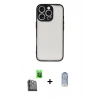 MARSİLYAN™- iPhone 16 Pro Kılıf Ahenk Çizgi Serisi - Siyah Joko Magic 5D Cam + Raze Metal Kamera Lens - SH