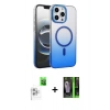 MARSİLYAN™- iPhone 16 Pro Kılıf Ahenk Doku Özel Seri - Şeffaf 360 Full Body Arka Koruyucu + Raze Metal Kamera Lens - BZ