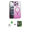 MARSİLYAN™- iPhone 16 Pro Kılıf Ahenk Doku Özel Seri - Şeffaf 360 Full Body Arka Koruyucu + Raze Metal Kamera Lens - BZ