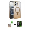 MARSİLYAN™- iPhone 16 Pro Kılıf Ahenk Doku Özel Seri - Şeffaf 360 Full Body Arka Koruyucu + Raze Metal Kamera Lens - CLTM