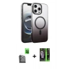 MARSİLYAN™- iPhone 16 Pro Kılıf Ahenk Doku Özel Seri - Şeffaf 360 Full Body Arka Koruyucu + Raze Metal Kamera Lens - SH