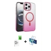 MARSİLYAN™- iPhone 16 Pro Kılıf Ahenk Doku Özel Seri - Siyah 3D Antistatik Cam Ekran Koruyucu + Raze Metal Kamera Lens - BZ