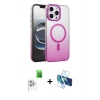 MARSİLYAN™- iPhone 16 Pro Kılıf Ahenk Doku Özel Seri - Siyah 3D Antistatik Cam Ekran Koruyucu + Raze Metal Kamera Lens - BZ