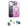 MARSİLYAN™- iPhone 16 Pro Kılıf Ahenk Doku Özel Seri - Siyah 3D Antistatik Cam Ekran Koruyucu + Raze Metal Kamera Lens - SH