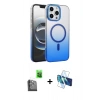 MARSİLYAN™- iPhone 16 Pro Kılıf Ahenk Doku Özel Seri - Siyah 3D Antistatik Cam Ekran Koruyucu + Raze Metal Kamera Lens - SH