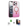 MARSİLYAN™- iPhone 16 Pro Kılıf Ahenk Doku Özel Seri - Siyah 3D Antistatik Mat Seramik Nano Ekran Koruyucu + Raze Metal Kamera Lens - BZ