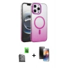 MARSİLYAN™- iPhone 16 Pro Kılıf Ahenk Doku Özel Seri - Siyah 3D Antistatik Mat Seramik Nano Ekran Koruyucu + Raze Metal Kamera Lens - SH