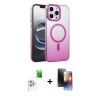 MARSİLYAN™- iPhone 16 Pro Kılıf Ahenk Doku Özel Seri - Siyah 3D Antistatik Mat Seramik Nano Ekran Koruyucu + Raze Metal Kamera Lens - BZ