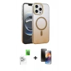 MARSİLYAN™- iPhone 16 Pro Kılıf Ahenk Doku Özel Seri - Siyah 3D Antistatik Mat Seramik Nano Ekran Koruyucu + Raze Metal Kamera Lens - BZ