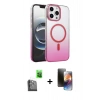 MARSİLYAN™- iPhone 16 Pro Kılıf Ahenk Doku Özel Seri - Siyah 3D Antistatik Mat Seramik Nano Ekran Koruyucu + Raze Metal Kamera Lens - SH