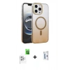 MARSİLYAN™- iPhone 16 Pro Kılıf Ahenk Doku Özel Seri - Siyah Bilvis 0.18mm Plus Cam Ekran Koruyucu + Raze Metal Kamera Lens - BZ