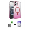 MARSİLYAN™- iPhone 16 Pro Kılıf Ahenk Doku Özel Seri - Siyah Bilvis 5in1 3D Magic Cam Ekran Koruyucu + Raze Metal Kamera Lens - SH