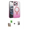MARSİLYAN™- iPhone 16 Pro Kılıf Ahenk Doku Özel Seri - Siyah Bilvis Hayalet Cam Ekran Koruyucu + Raze Metal Kamera Lens - CLTM