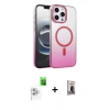 MARSİLYAN™- iPhone 16 Pro Kılıf Ahenk Doku Özel Seri - Siyah Bilvis Hayalet Cam Ekran Koruyucu + Raze Metal Kamera Lens - BZ