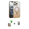 MARSİLYAN™- iPhone 16 Pro Kılıf Ahenk Doku Özel Seri - Siyah Bilvis Hayalet Cam Ekran Koruyucu + Raze Metal Kamera Lens - CLTM