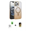 MARSİLYAN™- iPhone 16 Pro Kılıf Ahenk Doku Özel Seri - Siyah Buffer Cam Ekran Koruyucu + Raze Metal Kamera Lens - BZ