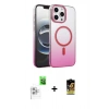 MARSİLYAN™- iPhone 16 Pro Kılıf Ahenk Doku Özel Seri - Siyah Buffer Cam Ekran Koruyucu + Raze Metal Kamera Lens - BZ