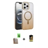 MARSİLYAN™- iPhone 16 Pro Kılıf Ahenk Doku Özel Seri - Siyah Buffer Cam Ekran Koruyucu + Raze Metal Kamera Lens - CLTM