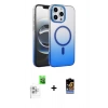 MARSİLYAN™- iPhone 16 Pro Kılıf Ahenk Doku Özel Seri - Siyah Buffer Hayalet Cam Ekran Koruyucu + Raze Metal Kamera Lens - BZ