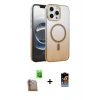 MARSİLYAN™- iPhone 16 Pro Kılıf Ahenk Doku Özel Seri - Siyah Buffer Hayalet Cam Ekran Koruyucu + Raze Metal Kamera Lens - CLTM