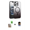 MARSİLYAN™- iPhone 16 Pro Kılıf Ahenk Doku Özel Seri - Siyah Buffer Hayalet Cam Ekran Koruyucu + Raze Metal Kamera Lens - CLTM