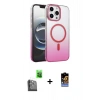 MARSİLYAN™- iPhone 16 Pro Kılıf Ahenk Doku Özel Seri - Siyah Buffer Hayalet Cam Ekran Koruyucu + Siyah Raze Metal Kamera Lens