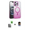 MARSİLYAN™- iPhone 16 Pro Kılıf Ahenk Doku Özel Seri - Siyah Buffer Hayalet Cam Ekran Koruyucu + Siyah Raze Metal Kamera Lens