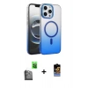 MARSİLYAN™- iPhone 16 Pro Kılıf Ahenk Doku Özel Seri - Siyah Buffer Hayalet Cam Ekran Koruyucu + Siyah Raze Metal Kamera Lens