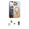 MARSİLYAN™- iPhone 16 Pro Kılıf Ahenk Doku Özel Seri - Siyah Joko Magic 5D Hayalet Cam + Raze Metal Kamera Lens - BZ