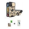 MARSİLYAN™- iPhone 16 Pro Kılıf Ahenk Klasik - Şeffaf Pasifik Cam Ekran Koruyucu + Raze Metal Kamera Lens - CLTM