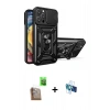 MARSİLYAN™- iPhone 16 Pro Kılıf Ahenk Klasik - Siyah 3D Antistatik Seramik Nano Ekran Koruyucu + Çöl Titanyum Raze Metal Kamera Lens