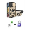 MARSİLYAN™- iPhone 16 Pro Kılıf Ahenk Klasik - Siyah Bilvis 5in1 5D Magic Hayalet Cam Ekran Koruyucu + Raze Metal Kamera Lens - BZ