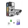 MARSİLYAN™- iPhone 16 Pro Kılıf Ahenk Klasik - Siyah Bilvis 5in1 5D Magic Hayalet Cam Ekran Koruyucu + Raze Metal Kamera Lens - BZ