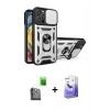 MARSİLYAN™- iPhone 16 Pro Kılıf Ahenk Klasik - Siyah Bilvis 5in1 5D Magic Hayalet Cam Ekran Koruyucu + Raze Metal Kamera Lens - SH