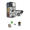 MARSİLYAN™- iPhone 16 Pro Kılıf Ahenk Klasik - Siyah Buffer Hayalet Cam Ekran Koruyucu + Raze Metal Kamera Lens - CLTM