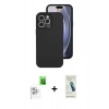MARSİLYAN™- iPhone 16 Pro Kılıf Ahenk Serisi - Şeffaf Pasifik Cam Ekran Koruyucu + Raze Metal Kamera Lens - BZ