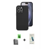 MARSİLYAN™- iPhone 16 Pro Kılıf Ahenk Serisi - Şeffaf Pasifik Cam Ekran Koruyucu + Raze Metal Kamera Lens - SH