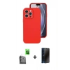 MARSİLYAN™- iPhone 16 Pro Kılıf Ahenk Serisi - Siyah 3D Antistatik Hayalet Cam Ekran Koruyucu + Raze Metal Kamera Lens - SH