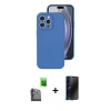 MARSİLYAN™- iPhone 16 Pro Kılıf Ahenk Serisi - Siyah 3D Antistatik Hayalet Cam Ekran Koruyucu + Raze Metal Kamera Lens - SH