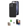 MARSİLYAN™- iPhone 16 Pro Kılıf Ahenk Serisi - Siyah 3D Antistatik Mat Seramik Nano Ekran Koruyucu + Raze Metal Kamera Lens - CLTM