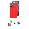 MARSİLYAN™- iPhone 16 Pro Kılıf Ahenk Serisi - Siyah 3D Antistatik Seramik Nano Ekran Koruyucu + Çöl Titanyum Raze Metal Kamera Lens