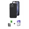 MARSİLYAN™- iPhone 16 Pro Kılıf Ahenk Serisi - Siyah Bilvis 5in1 3D Magic Cam Ekran Koruyucu + Raze Metal Kamera Lens - SH
