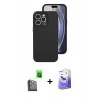 MARSİLYAN™- iPhone 16 Pro Kılıf Ahenk Serisi - Siyah Bilvis 5in1 5D Magic Hayalet Cam Ekran Koruyucu + Raze Metal Kamera Lens - SH